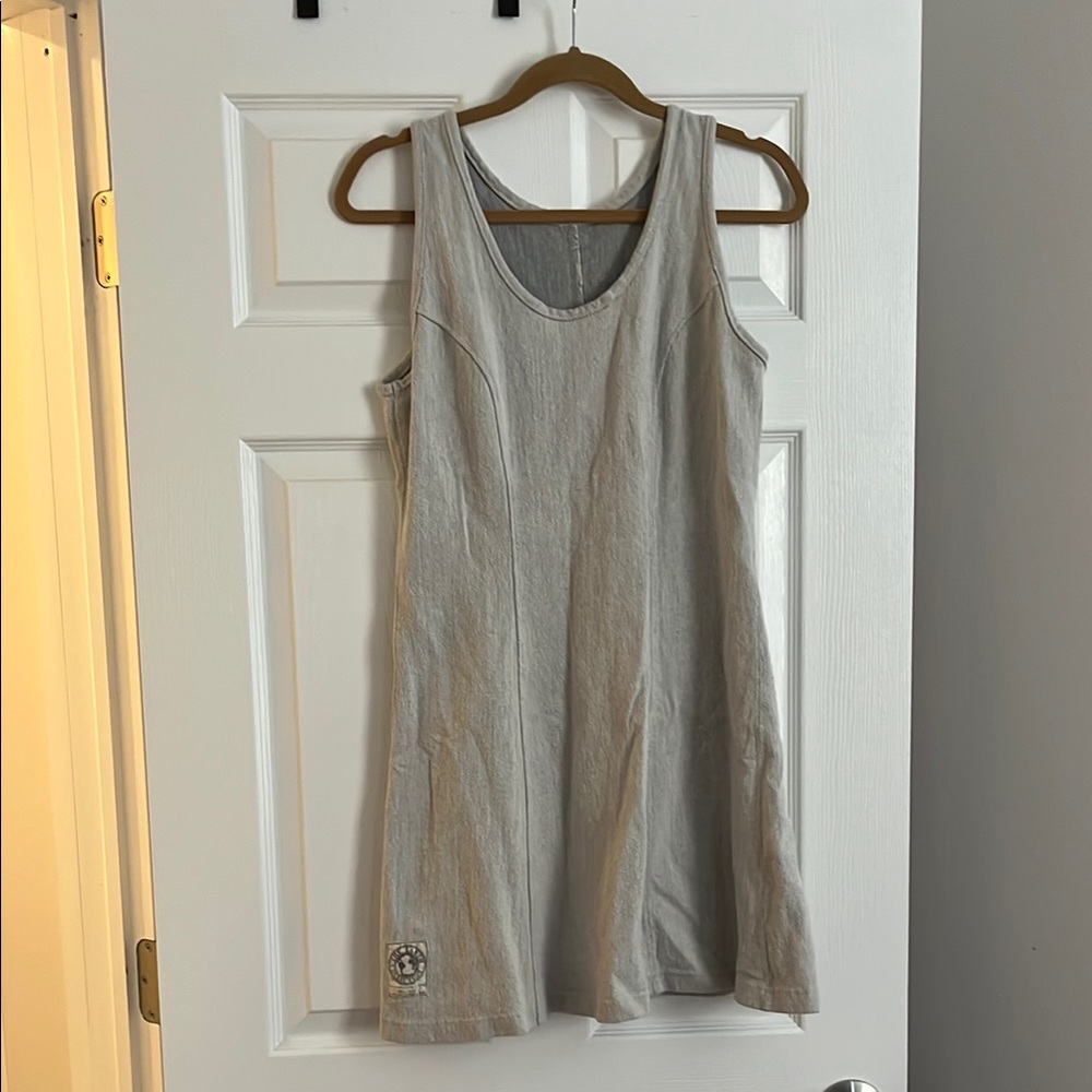 100% Raw Cotton Gray Sleeveless Mini Dress